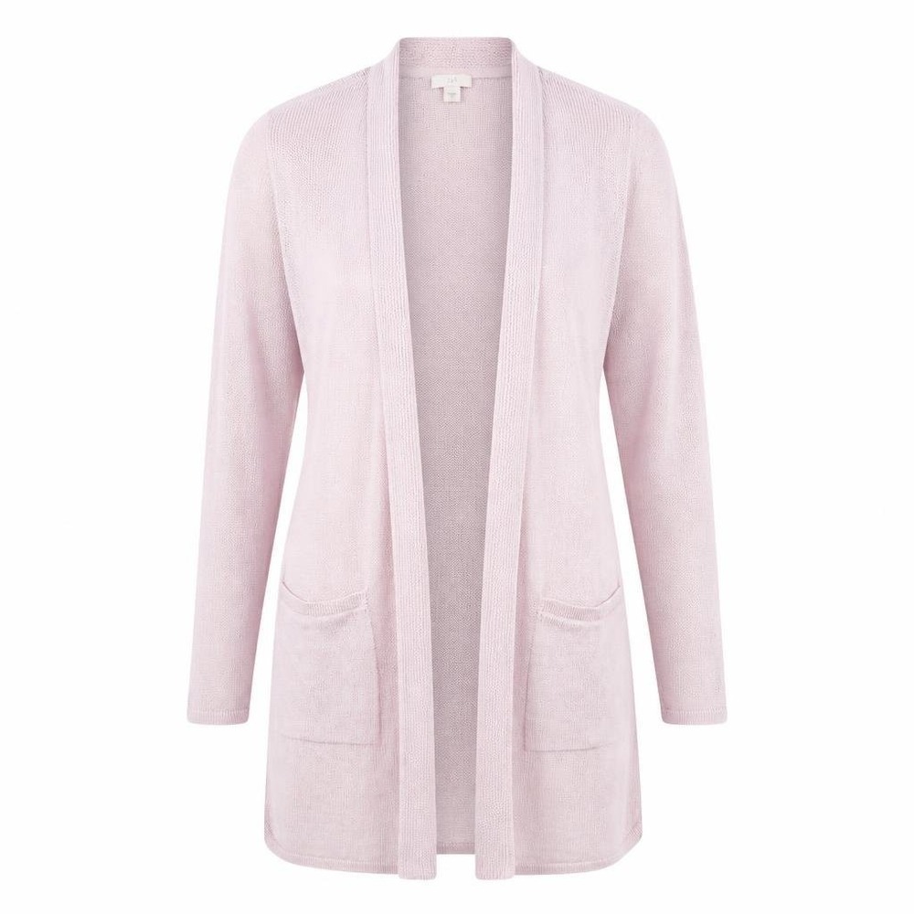 J Jill Sweater Womens S Pink Open Front L/S Linen Cardigan Pockets Coastal